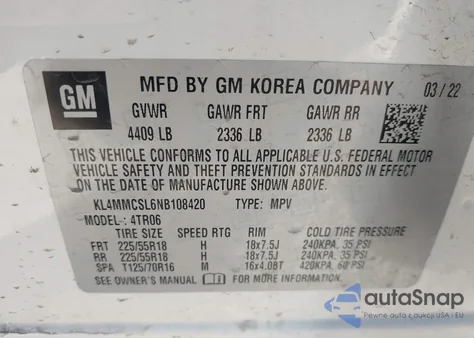 2022 Buick Encore Gx Awd Preferred from USA, damaged, VIN KL4MMCSL6NB108420